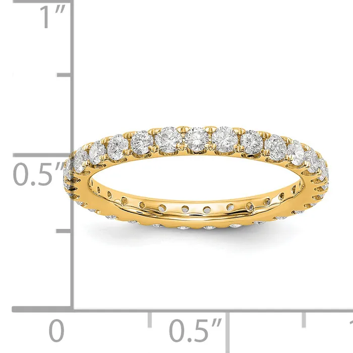 14k Yellow Gold 1 Ct Lab Grown Diamond VSSI G Shared Prong Eternity Band Ring Goldia Rings