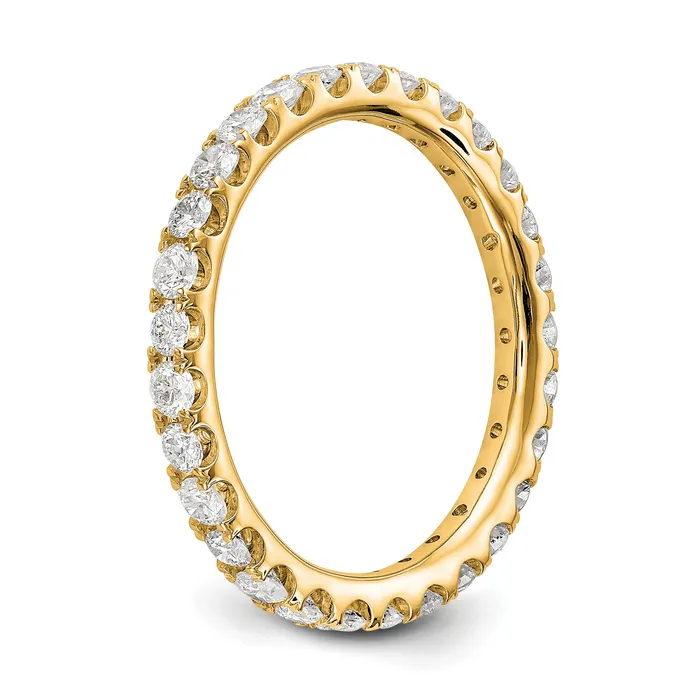 14k Yellow Gold 1 Ct Lab Grown Diamond VSSI G Shared Prong Eternity Band Ring Goldia Rings