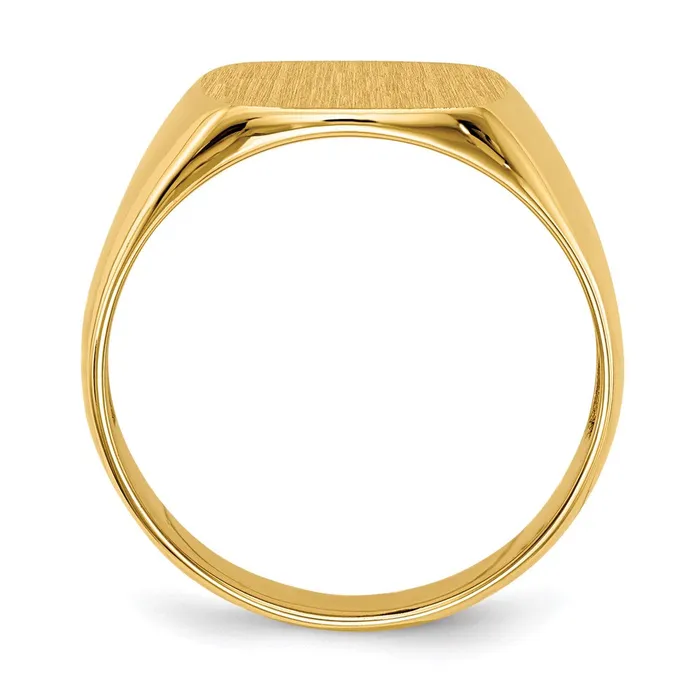 14K Yellow Gold 125x125mm Open Back Mens Signet Ring Goldia Rings