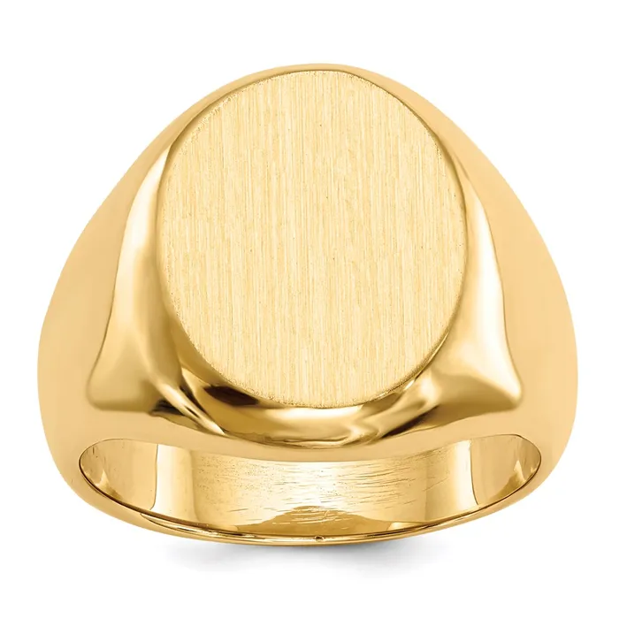 14K Yellow Gold 165x135mm Closed Back Mens Signet Ring Goldia Rings