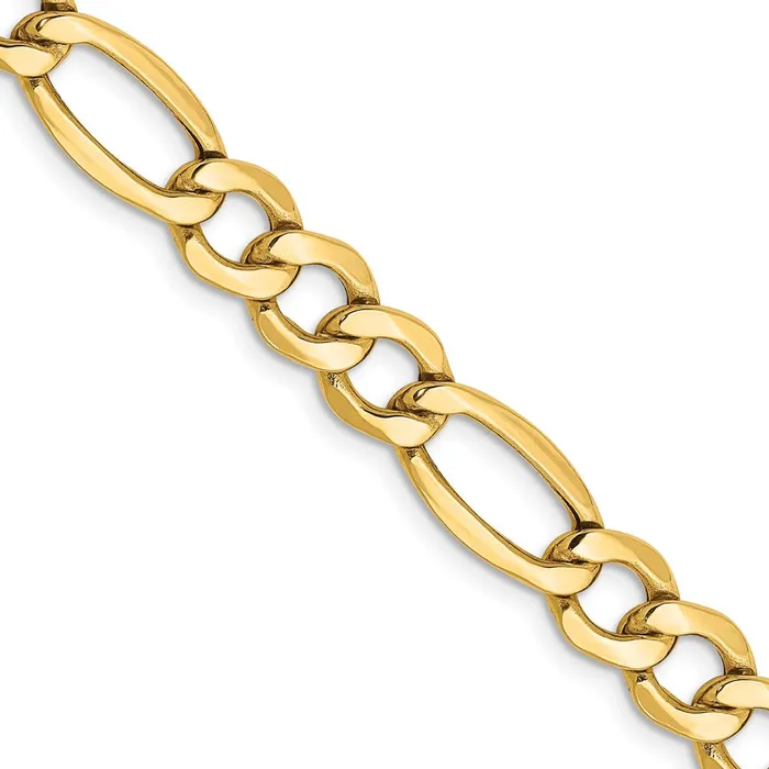 14K Yellow Gold 24 inch 73mm SemiSolid Figaro with Lobster Clasp Chain Necklace MDS Necklaces 14K Yellow Gold 24 inch 73mm SemiSolid Figaro with Lobster Clasp Chain Necklace MDS Necklaces