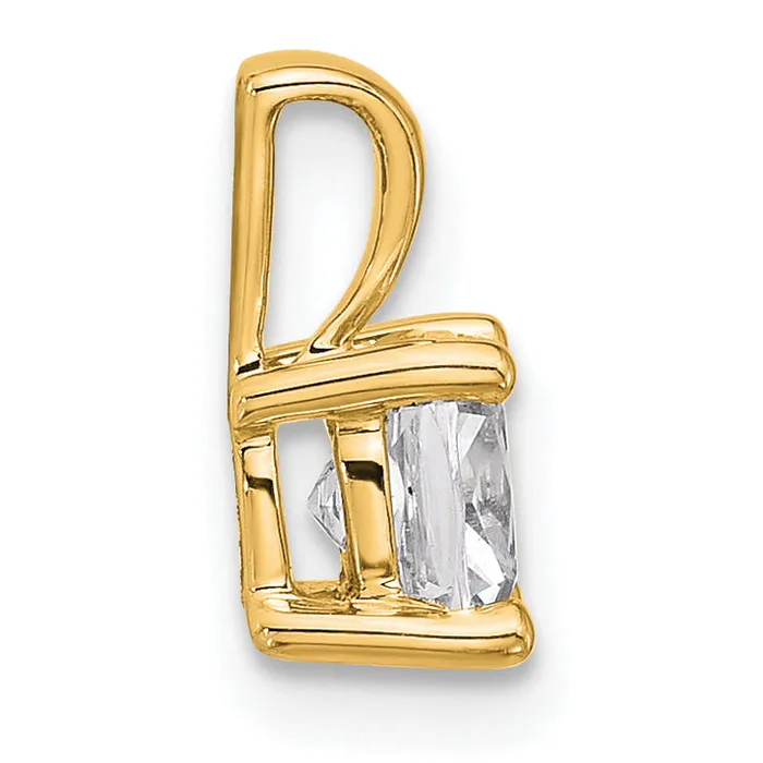 14k Yellow Gold 34 Ct Lab Grown Diamond VSSI G Cushion Four Prong Pendant Goldia Necklaces