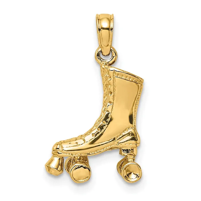 14k Yellow Gold 3D Roller Skate Charm Goldia Charm Necklaces