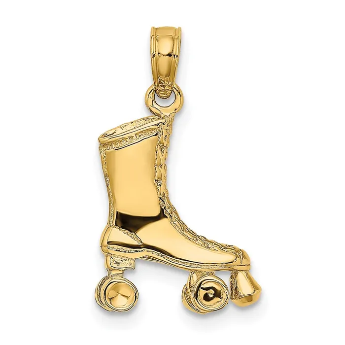 14k Yellow Gold 3D Roller Skate Charm Goldia Charm Necklaces