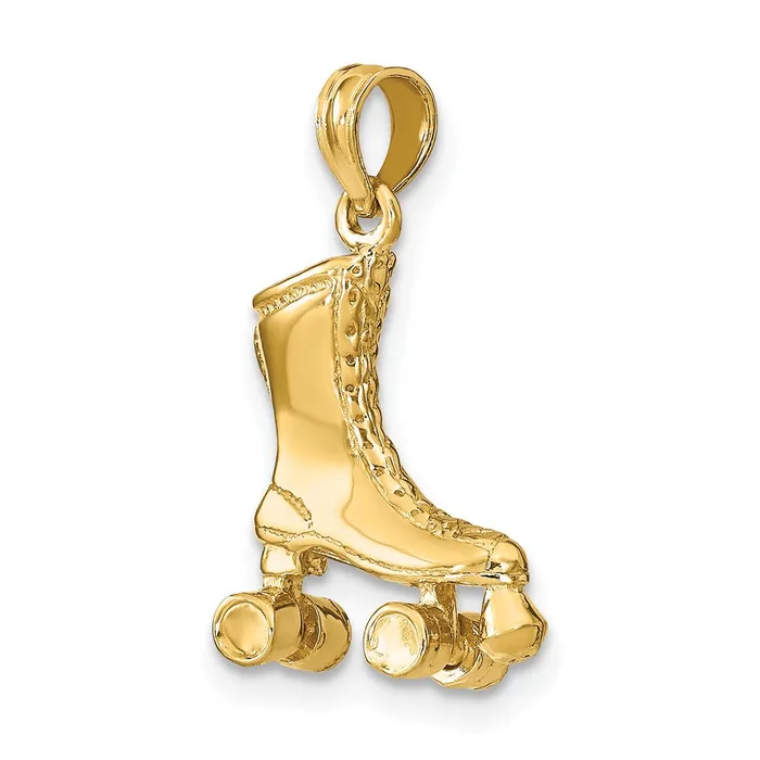 14k Yellow Gold 3D Roller Skate Charm Goldia Charm Necklaces