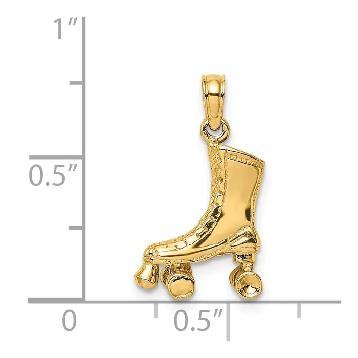 14k Yellow Gold 3D Roller Skate Charm Goldia Charm Necklaces