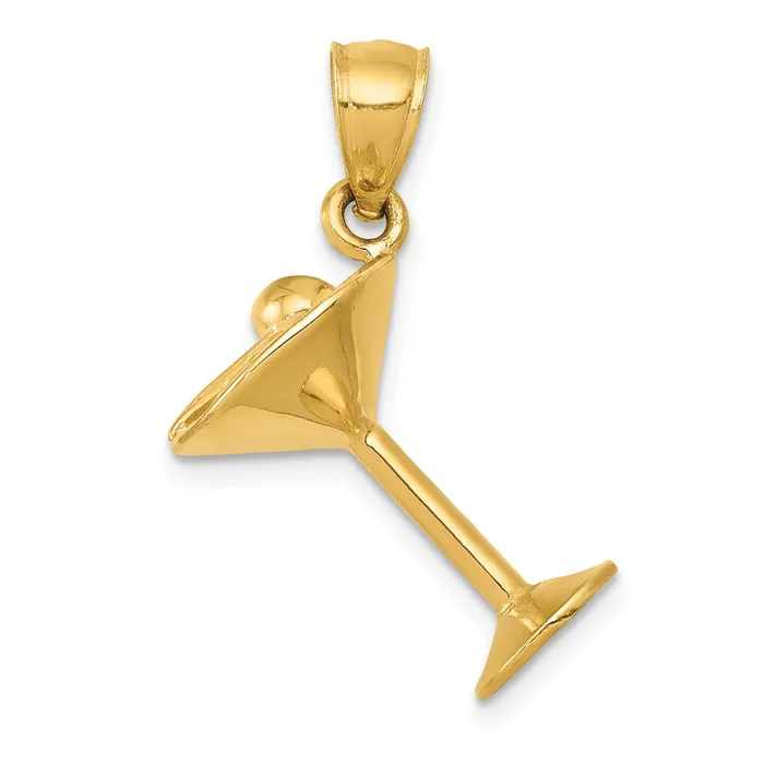 14k Yellow Gold 3D Martini Glass Pendant Goldia Necklaces