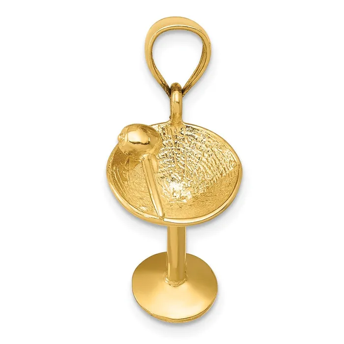 14k Yellow Gold 3D Martini Glass Pendant Goldia Necklaces