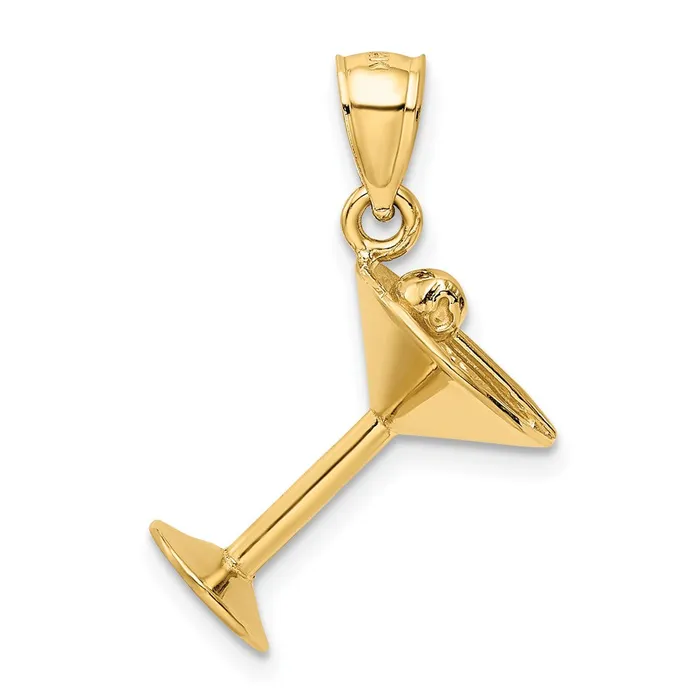 14k Yellow Gold 3D Martini Glass Pendant Goldia Necklaces