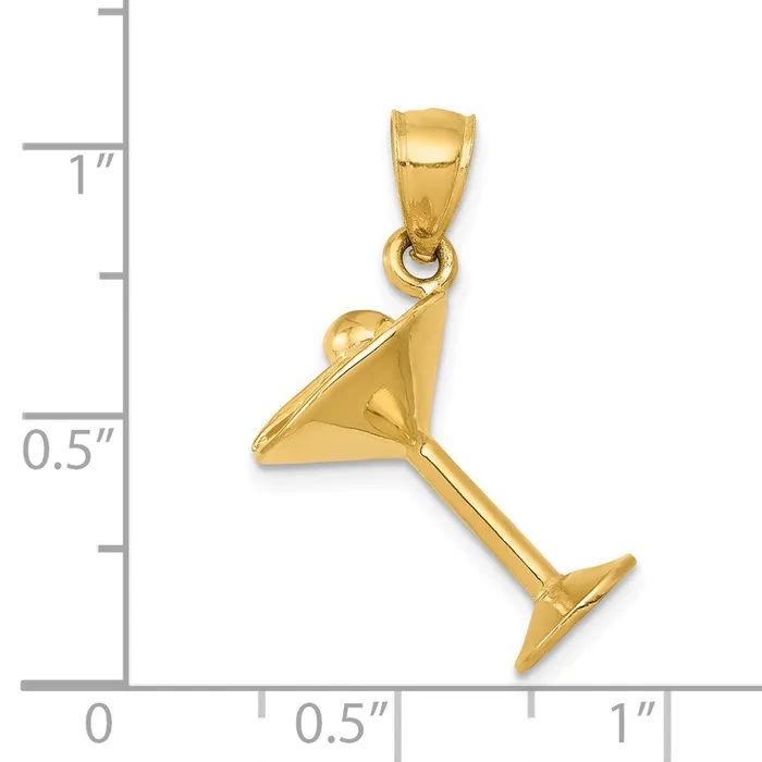 14k Yellow Gold 3D Martini Glass Pendant Goldia Necklaces