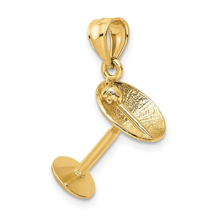 14k Yellow Gold 3D Martini Glass Pendant Goldia Necklaces