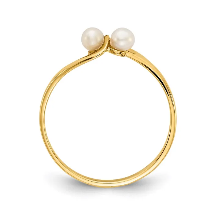 14K Yellow Gold 3mm FW Cultured Pearl ring Goldia Rings
