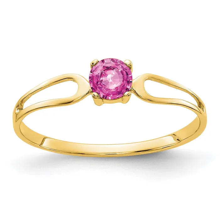 14K Yellow Gold 4mm Pink Sapphire ring Goldia Rings