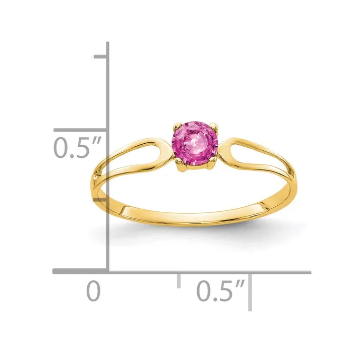 14K Yellow Gold 4mm Pink Sapphire ring Goldia Rings