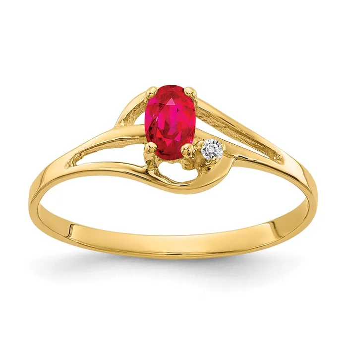 14K Yellow Gold 5x3mm Oval Ruby A Real Diamond ring Goldiacom Rings