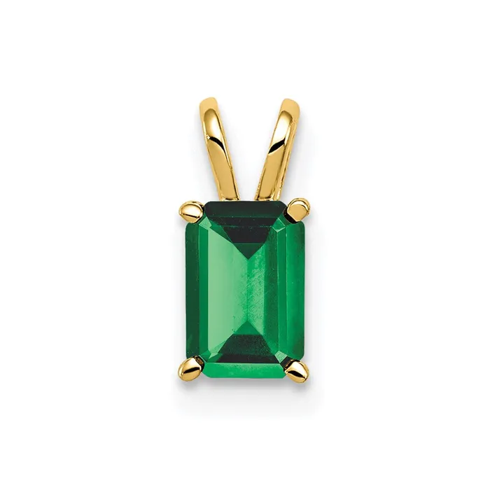 14K Yellow Gold 6x4mm Emerald Cut Emerald pendant Goldia Necklaces