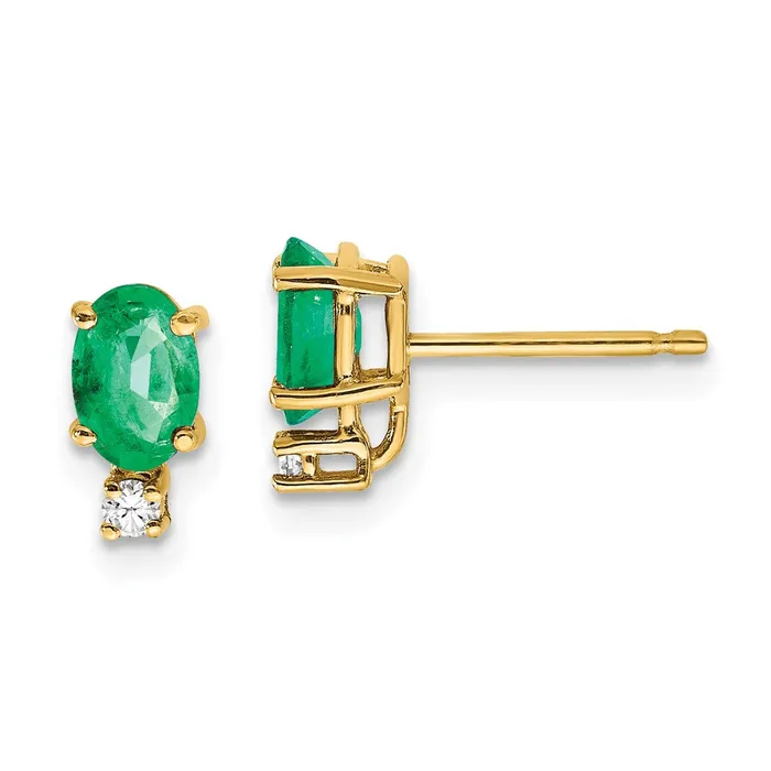 14k Yellow Gold 6x4mm Oval Emerald A Real Diamond Earrings Goldia Earrings 14k Yellow Gold 6x4mm Oval Emerald A Real Diamond Earrings Goldia Earrings