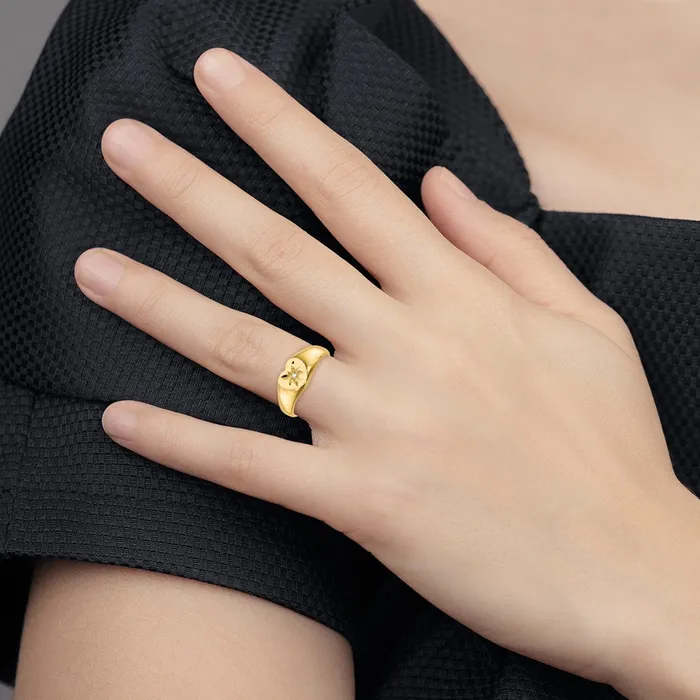 14K Yellow Gold A Real Diamond signet ring Goldiacom Rings