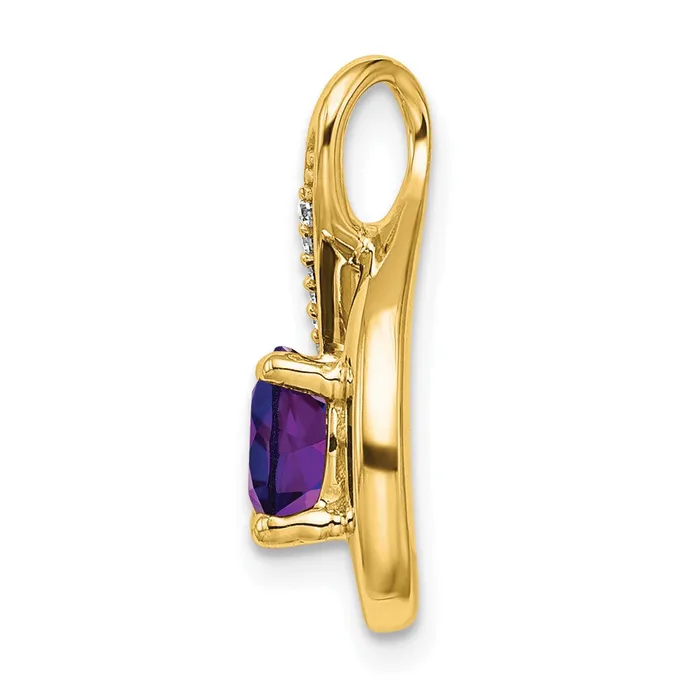 14K Yellow Gold Amethyst and Real Diamond Pendant Goldia Necklaces