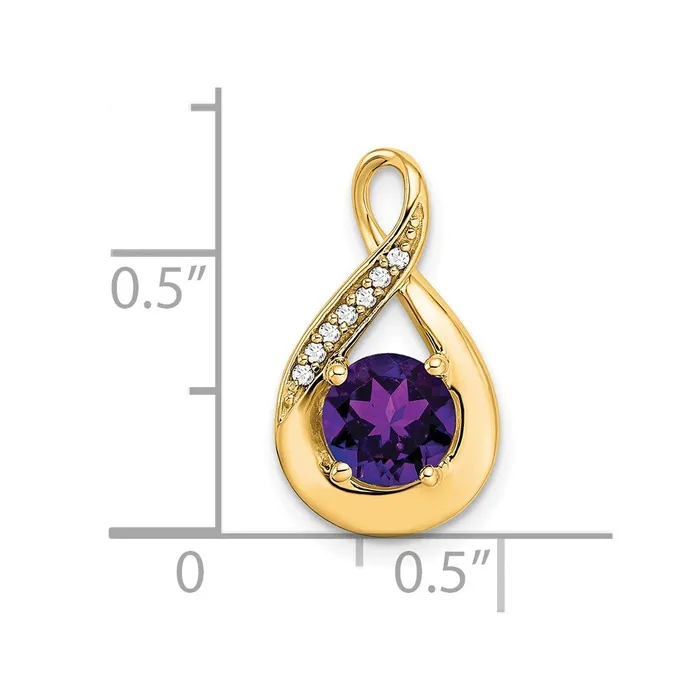 14K Yellow Gold Amethyst and Real Diamond Pendant Goldia Necklaces