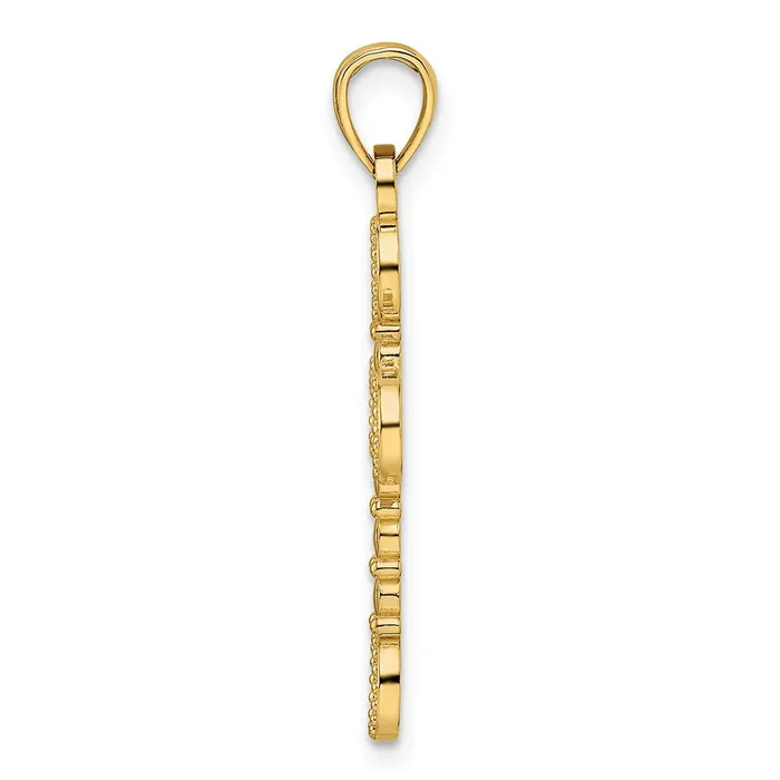 14k Yellow Gold Beaded Polished Fancy Cross Pendant Goldia Necklaces