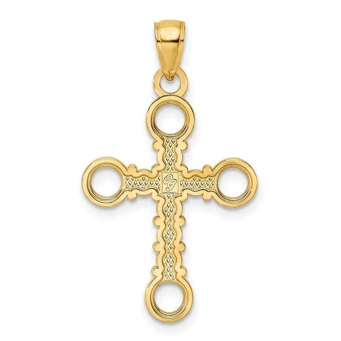 14k Yellow Gold Beaded Polished Fancy Cross Pendant Goldia Necklaces
