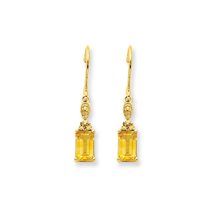 14k Yellow Gold Citrine u0026 Real Diamond Dangle Earrings Goldia Earrings