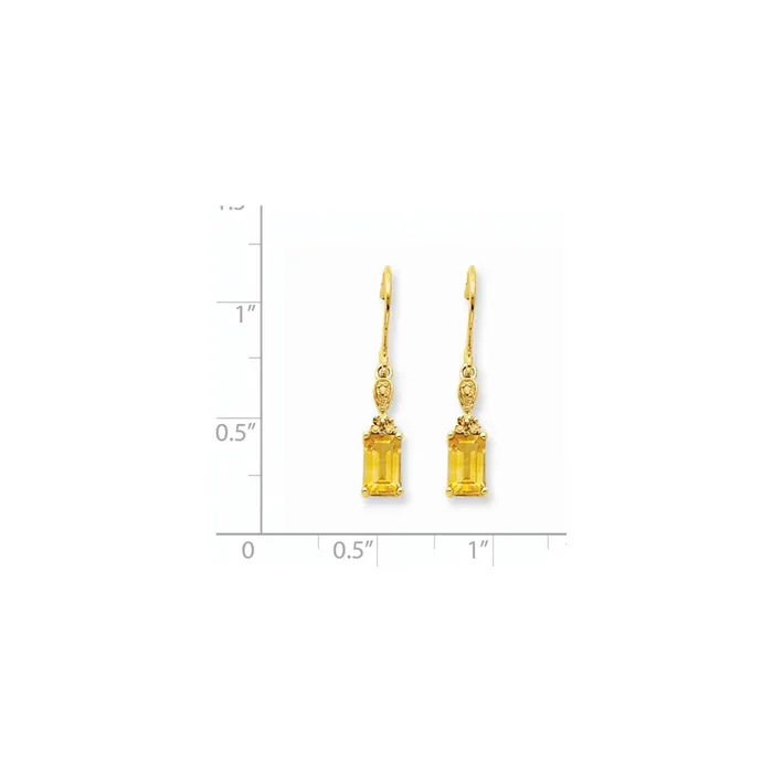 14k Yellow Gold Citrine u0026 Real Diamond Dangle Earrings Goldia Earrings
