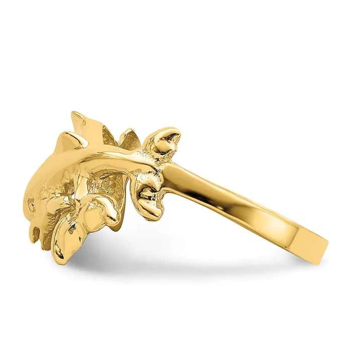 14K Yellow Gold Double Dolphins Swimming Ring Goldia Rings