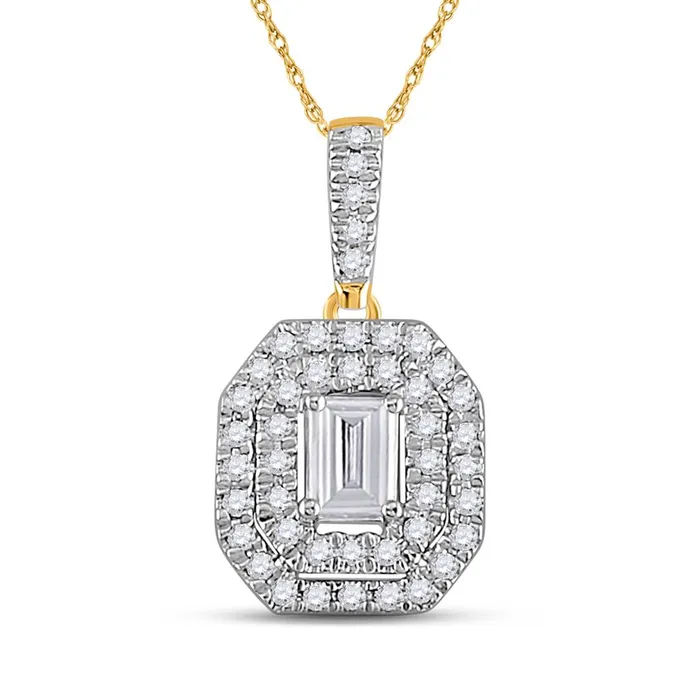 14k Yellow Gold Emerald Diamond Fashion Halo Pendant 14 Ctw gndatlanta Necklaces 14k Yellow Gold Emerald Diamond Fashion Halo Pendant 14 Ctw gndatlanta Necklaces