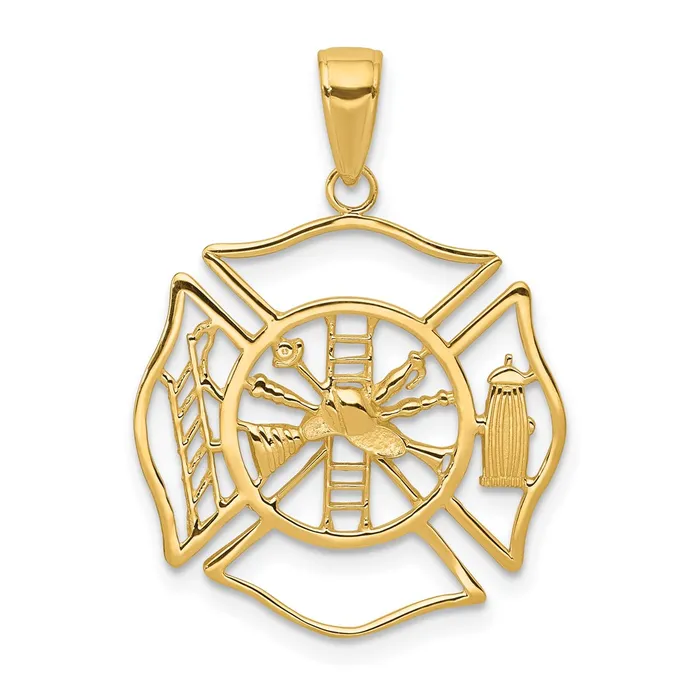 14k Yellow Gold Fireman Shield Pendant Goldia PreStyled Sets