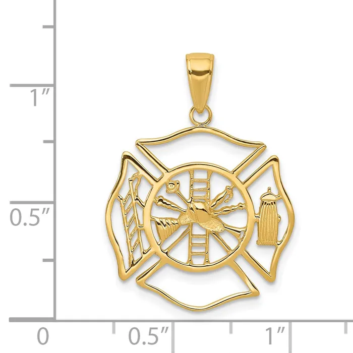 14k Yellow Gold Fireman Shield Pendant Goldia PreStyled Sets