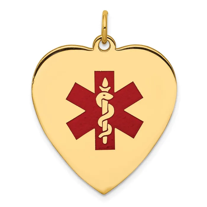 14k Yellow Gold HeartShaped Enameled Medical Jewelry Pendant Goldia Necklaces 14k Yellow Gold HeartShaped Enameled Medical Jewelry Pendant Goldia Necklaces