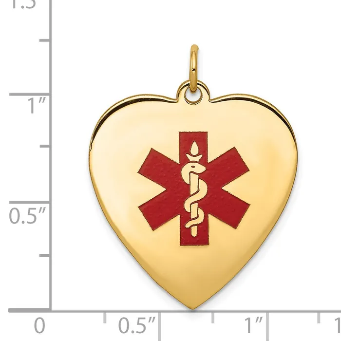 14k Yellow Gold HeartShaped Enameled Medical Jewelry Pendant Goldia Necklaces