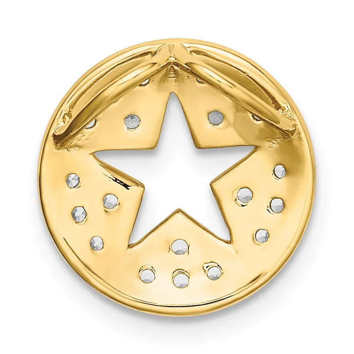 14k Yellow Gold Lab Grown Diamond VSSI G Circle Cutout Star Pendant Goldia Necklaces