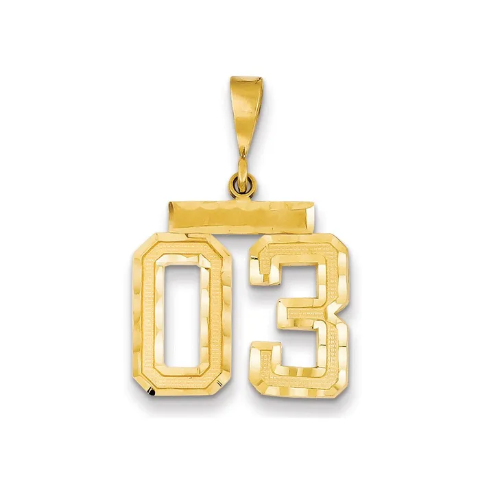 14k Yellow Gold Medium Diamondcut Number 03 on Top Charm Goldia Charm Necklaces 14k Yellow Gold Medium Diamondcut Number 03 on Top Charm Goldia Charm Necklaces
