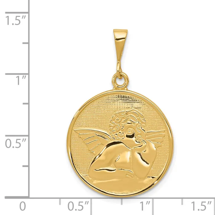 14k Yellow Gold Polished and Satin Angel Pendant Goldia Necklaces