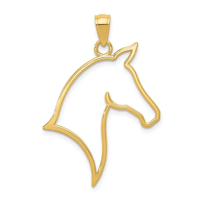 14k Yellow Gold Polished Cut Out Horse Head Pendant Goldia Necklaces