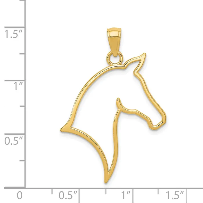 14k Yellow Gold Polished Cut Out Horse Head Pendant Goldia Necklaces