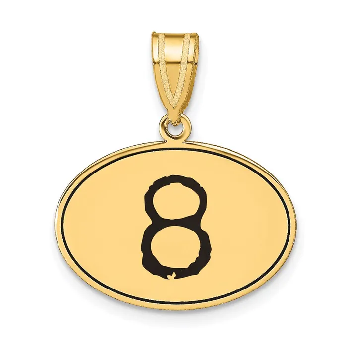 14k Yellow Gold Polished Number 8 Black Enamel Oval Pendant Goldia Necklaces 14k Yellow Gold Polished Number 8 Black Enamel Oval Pendant Goldia Necklaces