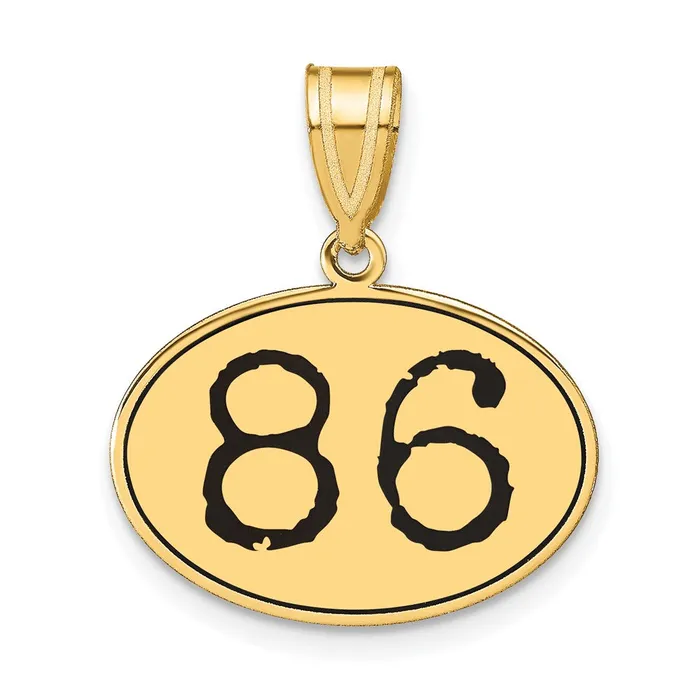 14k Yellow Gold Polished Number 86 Black Enamel Oval Pendant Goldia Necklaces 14k Yellow Gold Polished Number 86 Black Enamel Oval Pendant Goldia Necklaces