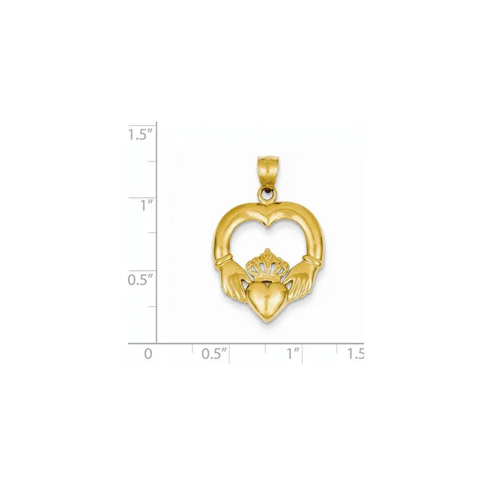 14k Yellow Gold Polished OpenBacked Claddagh Pendant Goldia PreStyled Sets