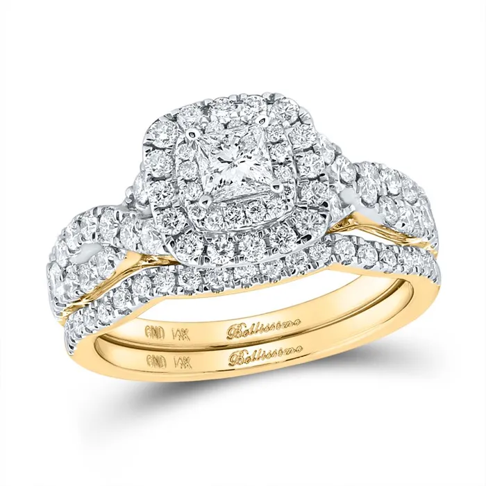 14k Yellow Gold Princess Diamond Bridal Wedding Ring Set 114 Cttw Certified gndatlanta Rings 14k Yellow Gold Princess Diamond Bridal Wedding Ring Set 114 Cttw Certified gndatlanta Rings