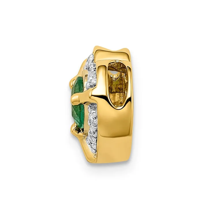 14K Yellow Gold Real Diamond and Emerald Fancy Heart Pendant Goldia Necklaces