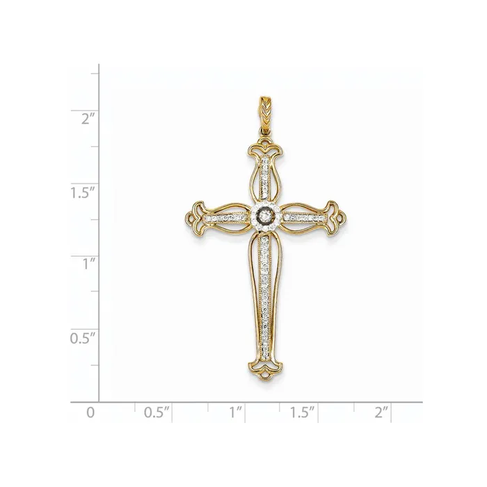 14K Yellow Gold Real Diamond Cross Pendant Goldia Necklaces