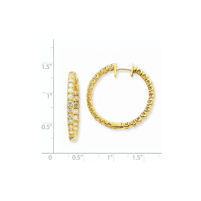 14k Yellow Gold Real Diamond Hinged Hoop Earrings Goldia Earrings
