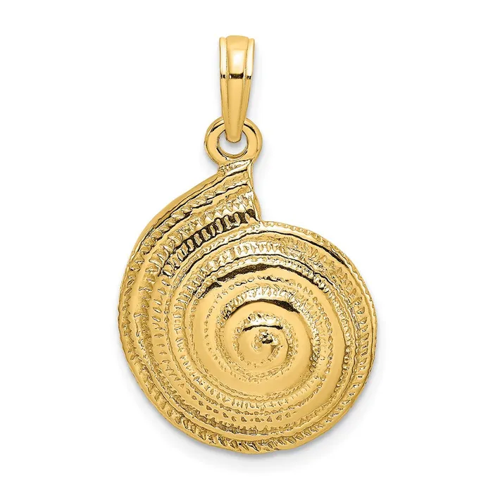 14k Yellow Gold Textured Troca Shell Charm Goldia Charm Necklaces