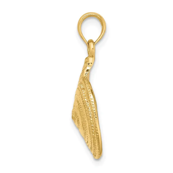 14k Yellow Gold Textured Troca Shell Charm Goldia Charm Necklaces