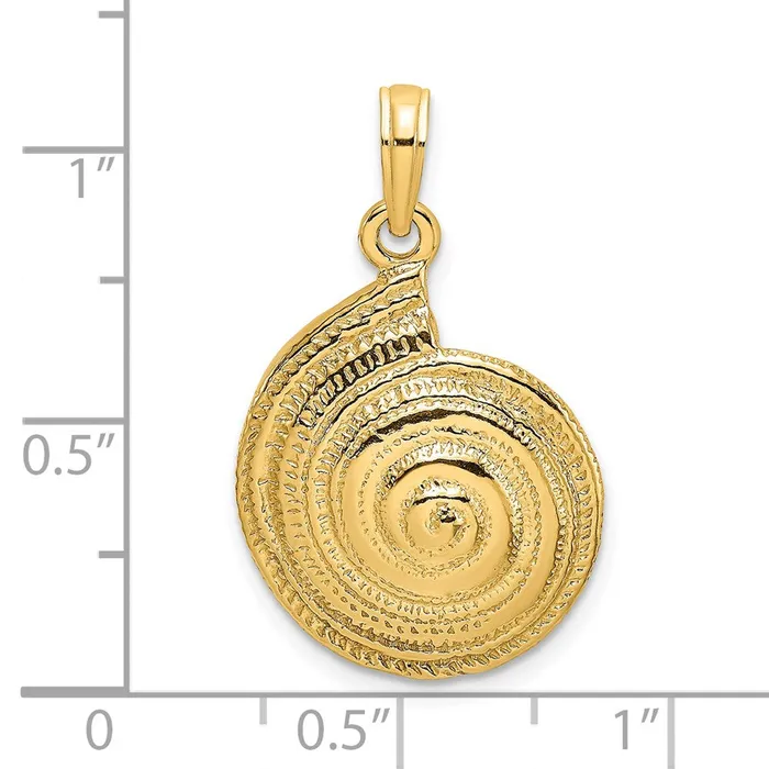 14k Yellow Gold Textured Troca Shell Charm Goldia Charm Necklaces