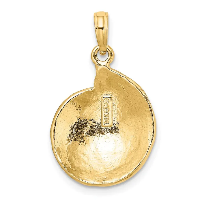 14k Yellow Gold Textured Troca Shell Charm Goldia Charm Necklaces